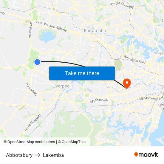 Abbotsbury to Lakemba map