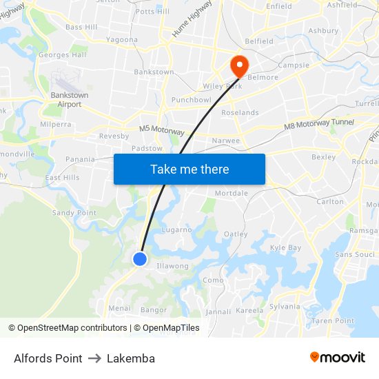 Alfords Point to Lakemba map