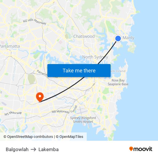 Balgowlah to Lakemba map