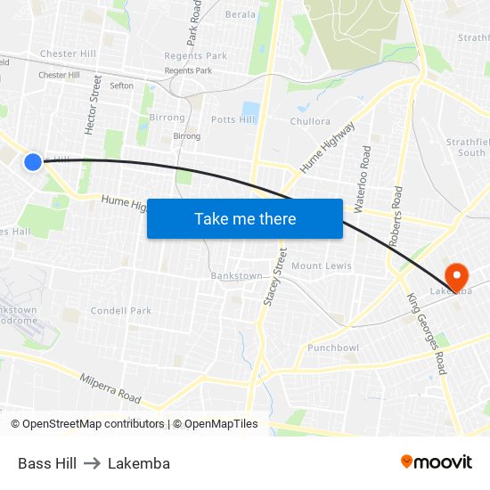 Bass Hill to Lakemba map