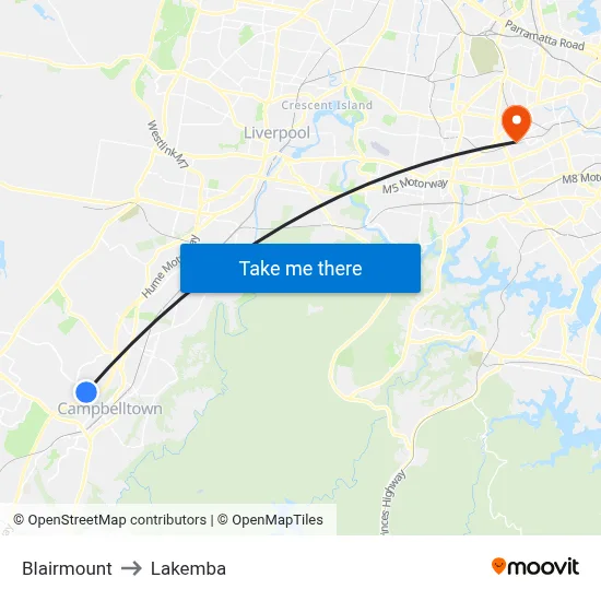 Blairmount to Lakemba map