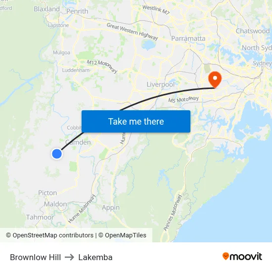 Brownlow Hill to Lakemba map