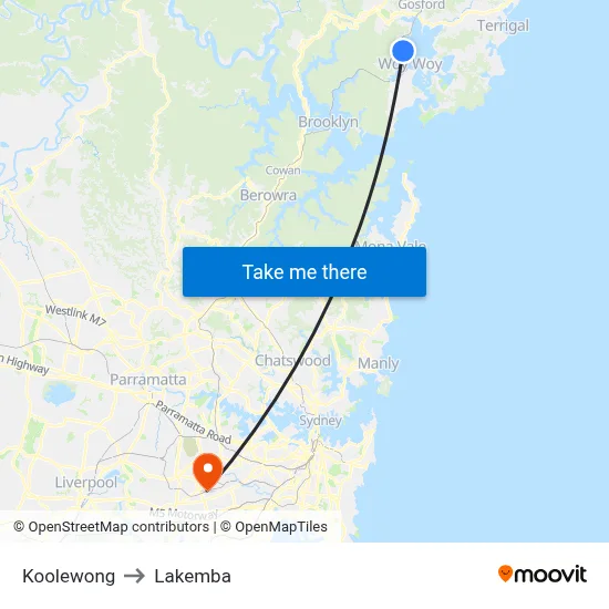 Koolewong to Lakemba map
