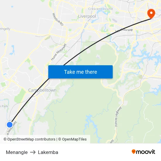 Menangle to Lakemba map