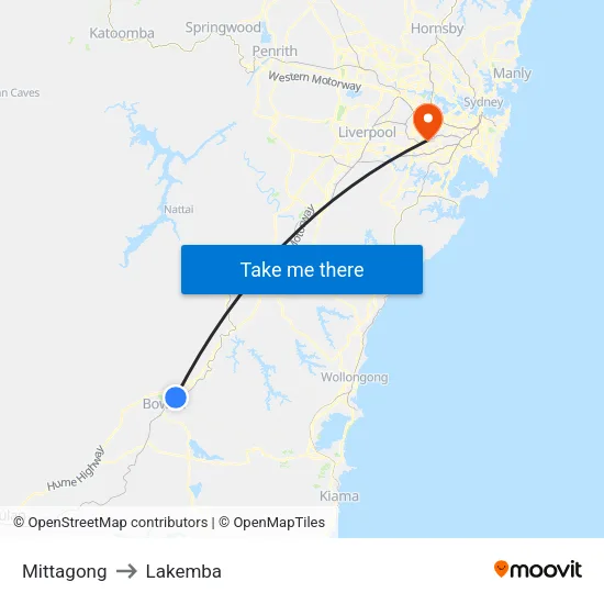 Mittagong to Lakemba map