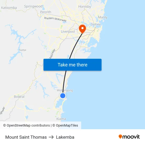Mount Saint Thomas to Lakemba map