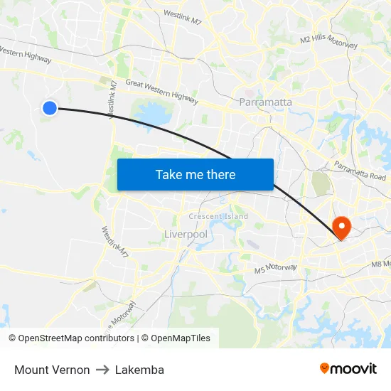 Mount Vernon to Lakemba map