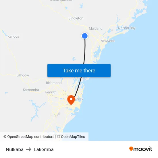 Nulkaba to Lakemba map