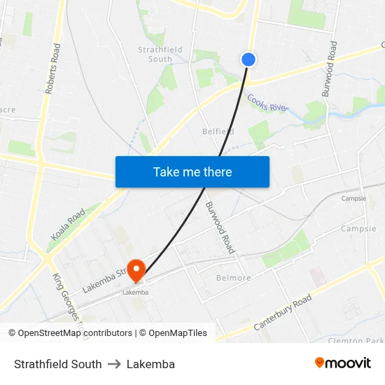 Strathfield South to Lakemba map
