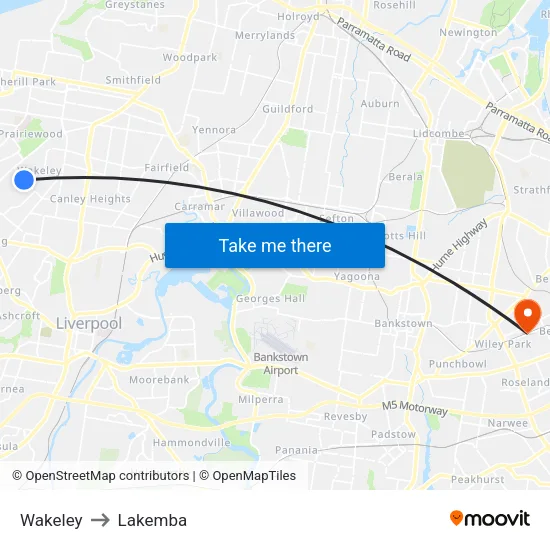 Wakeley to Lakemba map