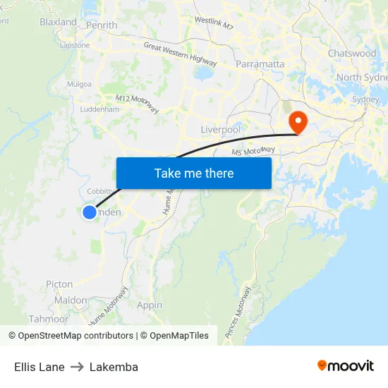 Ellis Lane to Lakemba map