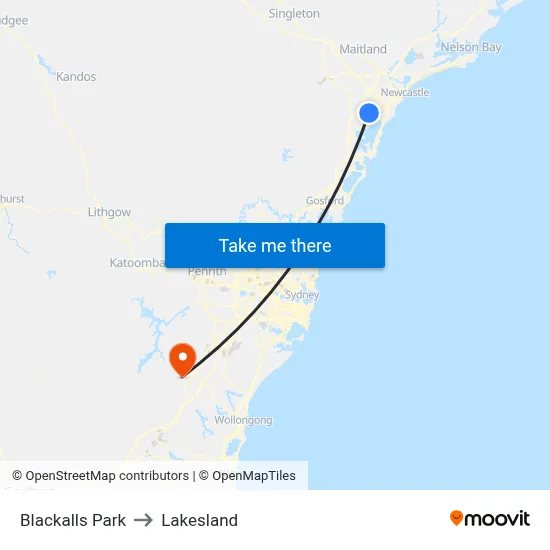 Blackalls Park to Lakesland map