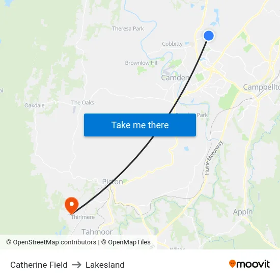 Catherine Field to Lakesland map