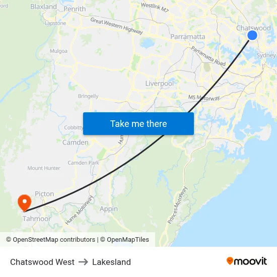 Chatswood West to Lakesland map
