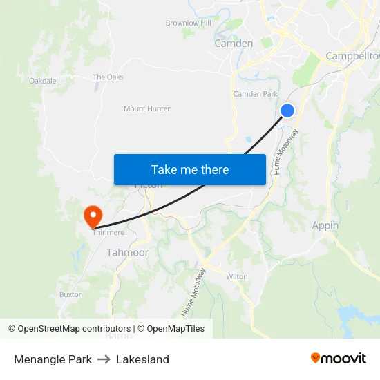 Menangle Park to Lakesland map