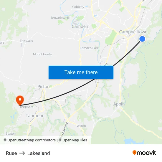 Ruse to Lakesland map
