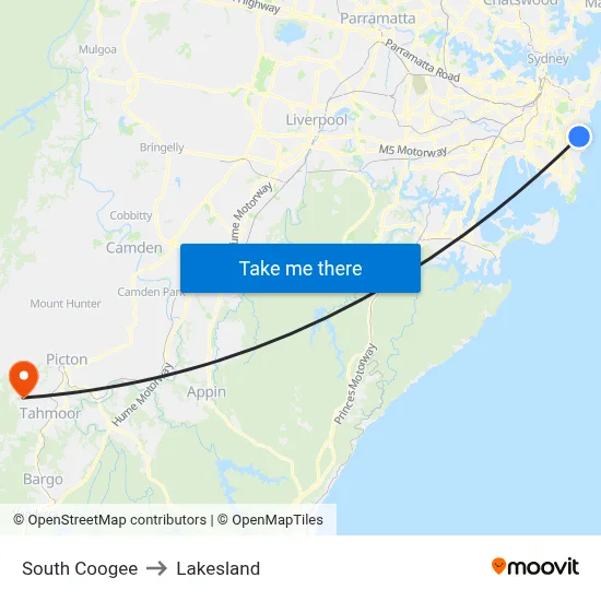 South Coogee to Lakesland map