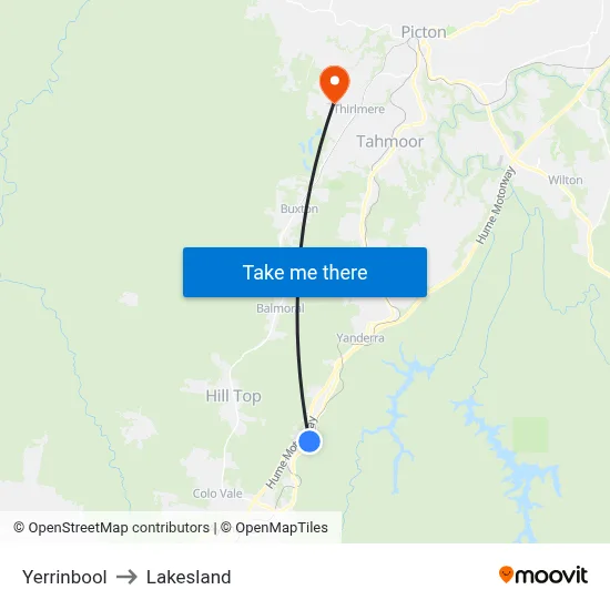 Yerrinbool to Lakesland map