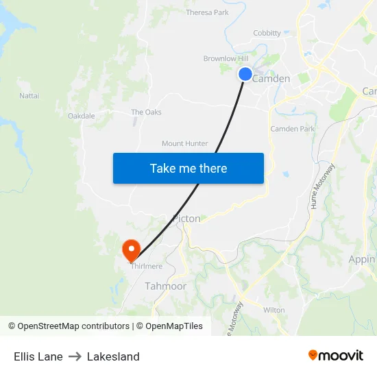Ellis Lane to Lakesland map