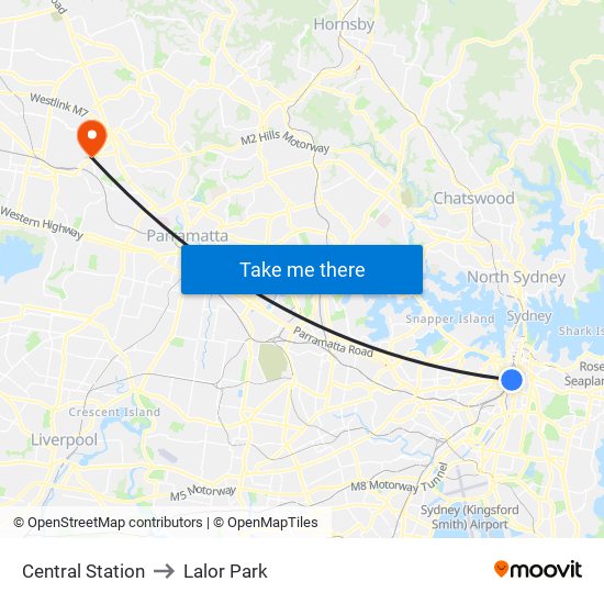 Central Station to Lalor Park map