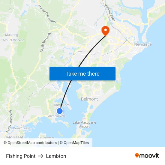 Fishing Point to Lambton map
