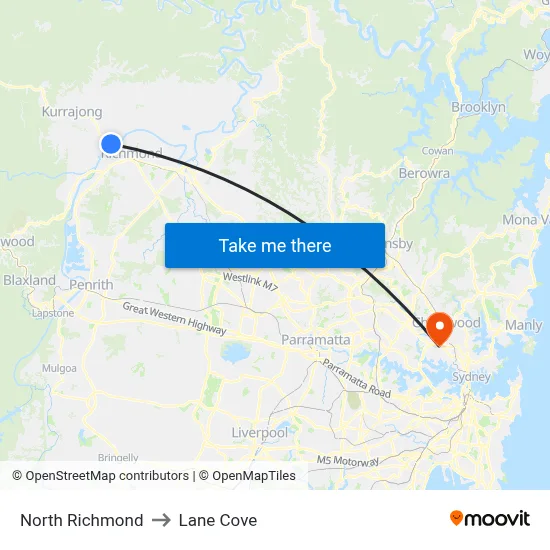 North Richmond to Lane Cove map