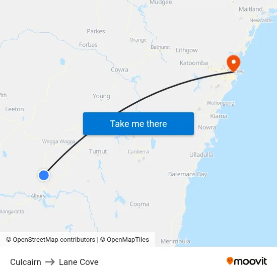 Culcairn to Lane Cove map