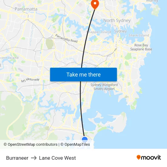 Burraneer to Lane Cove West map