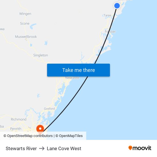 Stewarts River to Lane Cove West map