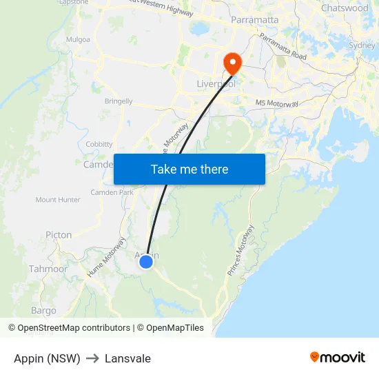 Appin (NSW) to Lansvale map