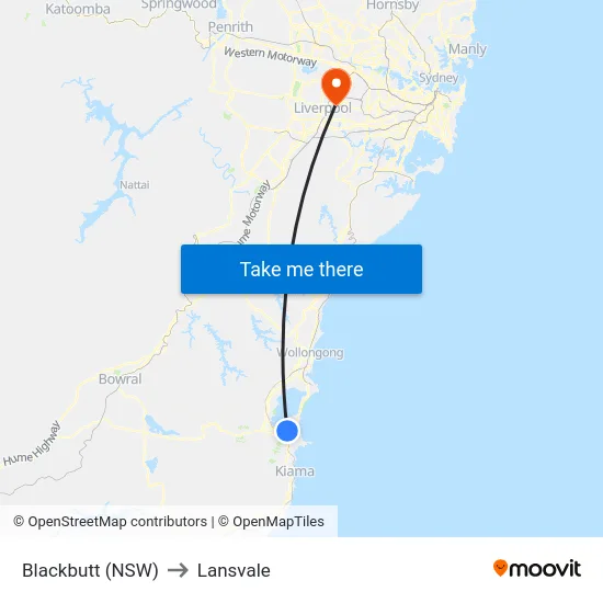 Blackbutt (NSW) to Lansvale map