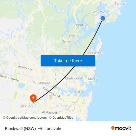 Blackwall (NSW) to Lansvale map