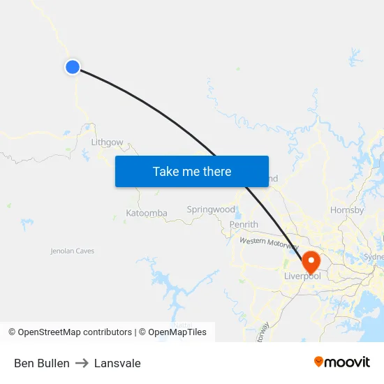 Ben Bullen to Lansvale map
