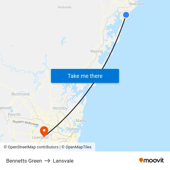 Bennetts Green to Lansvale map