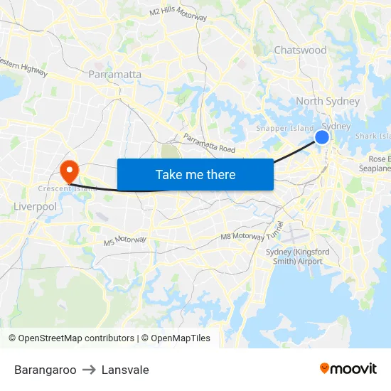 Barangaroo to Lansvale map
