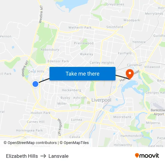 Elizabeth Hills to Lansvale map