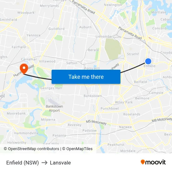Enfield (NSW) to Lansvale map