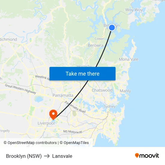 Brooklyn (NSW) to Lansvale map