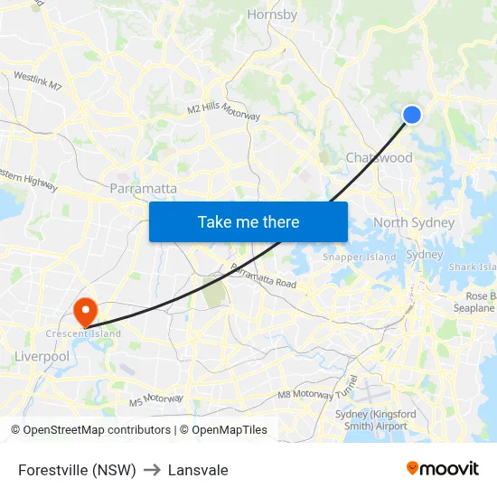 Forestville (NSW) to Lansvale map