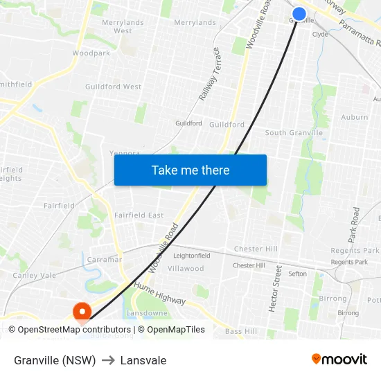 Granville (NSW) to Lansvale map