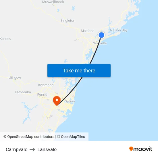 Campvale to Lansvale map