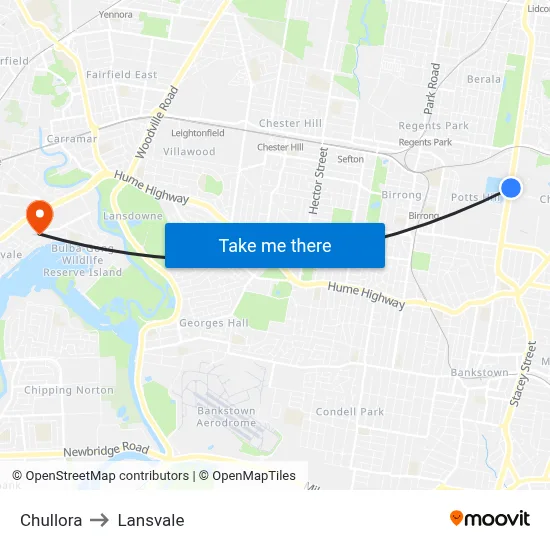 Chullora to Lansvale map