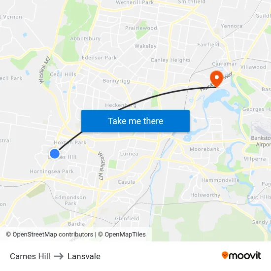 Carnes Hill to Lansvale map