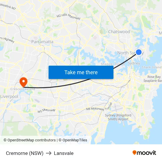 Cremorne (NSW) to Lansvale map