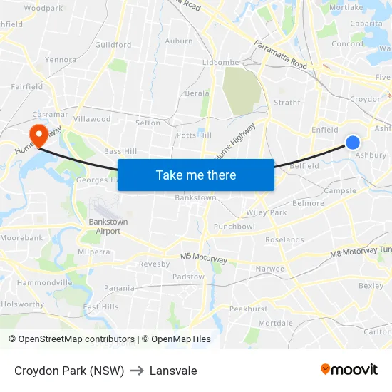 Croydon Park (NSW) to Lansvale map