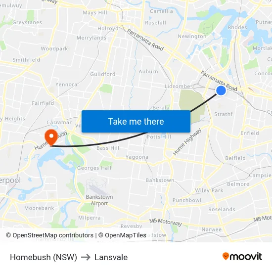 Homebush (NSW) to Lansvale map