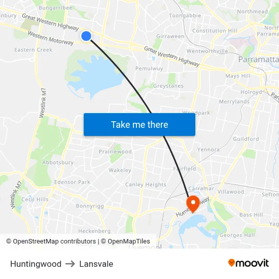 Huntingwood to Lansvale map