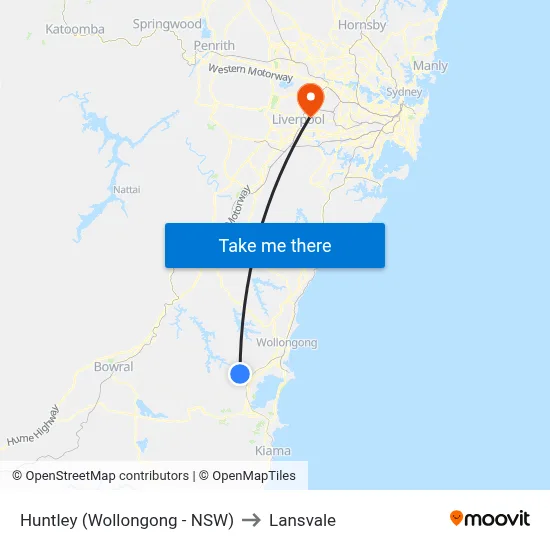 Huntley (Wollongong - NSW) to Lansvale map