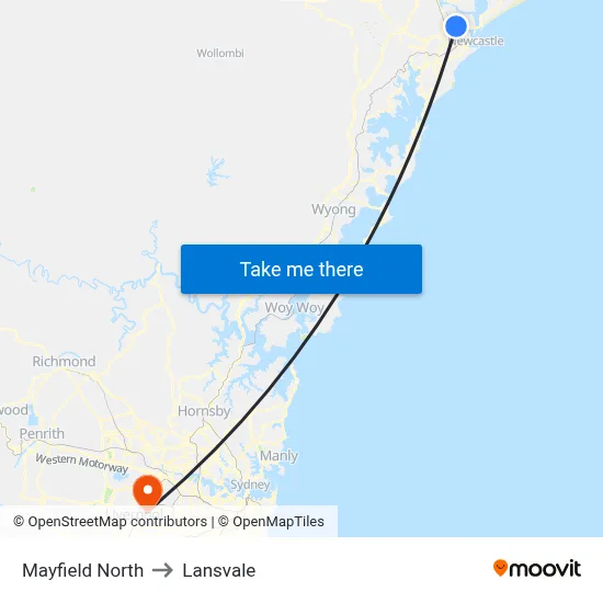 Mayfield North to Lansvale map