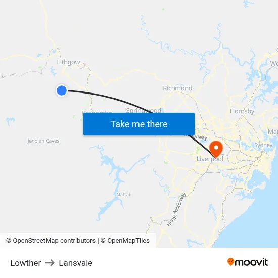 Lowther to Lansvale map